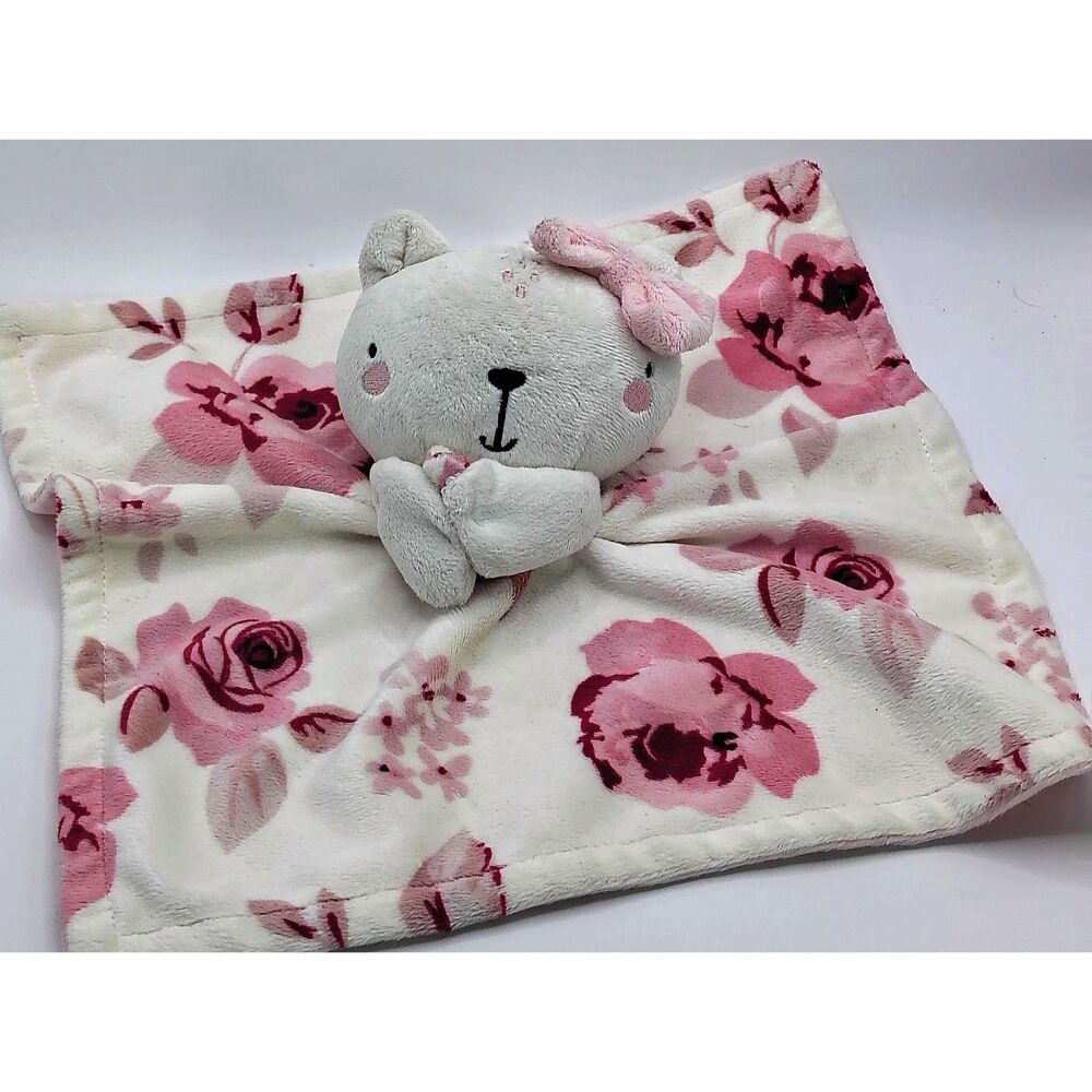 Gerber Modern Moments Baby Blanket Lovey Cat Pink Bow Flowers Floral